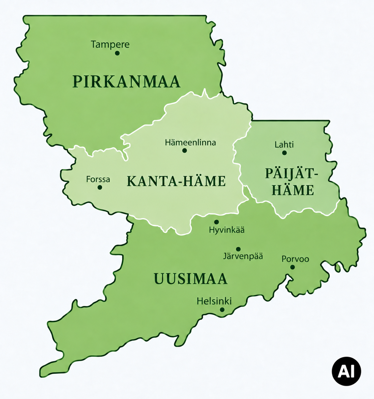 Kartta toimialueesta